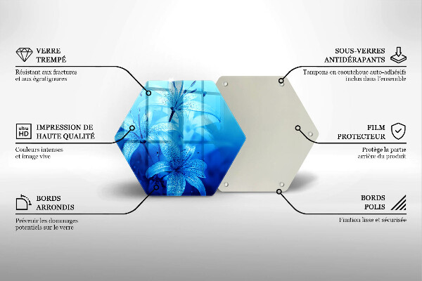 Tabla de cortar de vidrio Flores azules