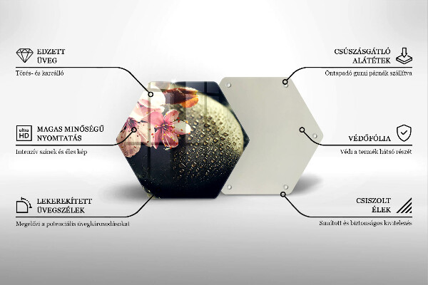 Tabla de cortar de vidrio Flores piedras zen