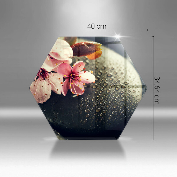 Tabla de cortar de vidrio Flores piedras zen