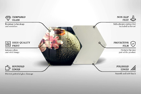 Tabla de cortar de vidrio Flores piedras zen