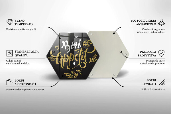 Tabla de cortar de vidrio Inscripción de bon appetit