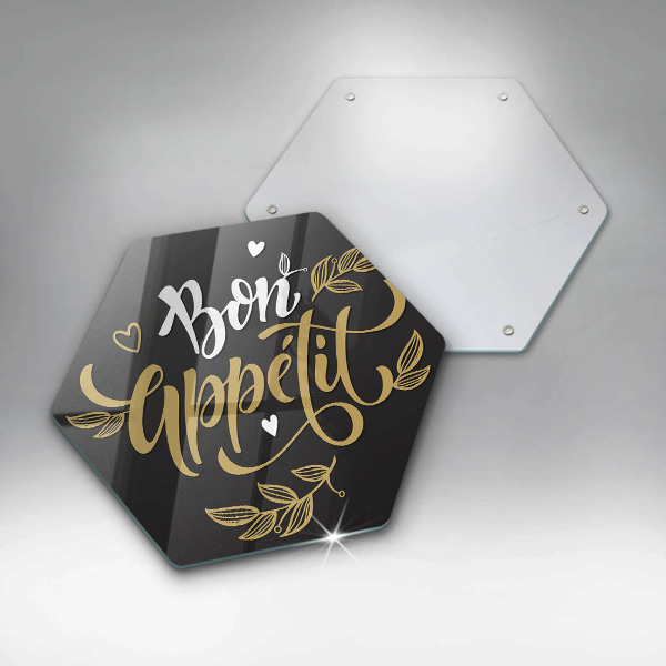 Tabla de cortar de vidrio Inscripción de bon appetit