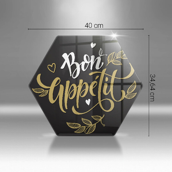 Tabla de cortar de vidrio Inscripción de bon appetit