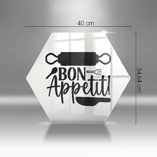 Tabla de cortar de vidrio Inscripción de bon appetit