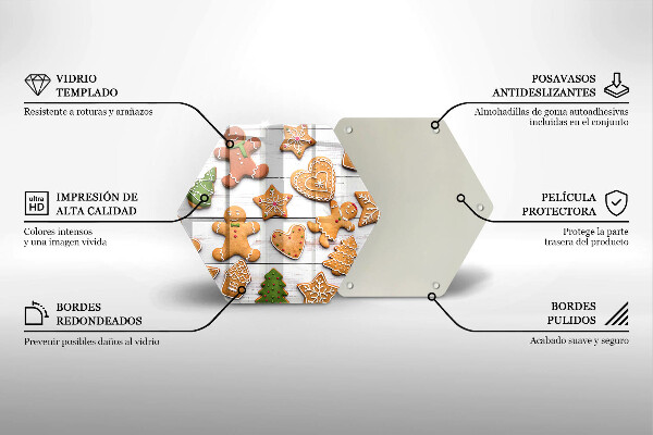 Tabla de cortar de vidrio Pan de jengibre navideño