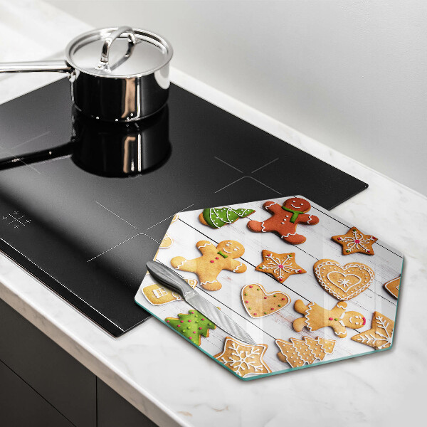 Tabla de cortar de vidrio Pan de jengibre navideño
