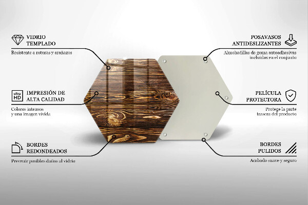 Tabla de cortar de vidrio Textura de madera