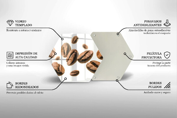 Tabla de cortar de vidrio Granos de café
