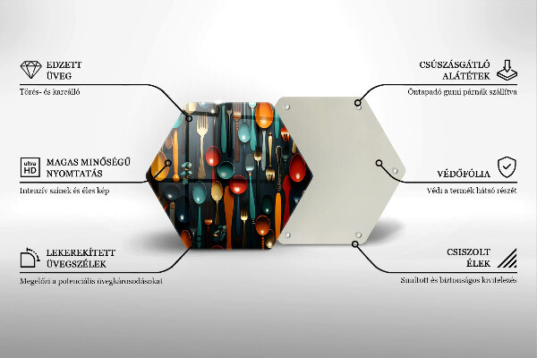 Tabla de cortar de vidrio Cucharas y tenedores de colores