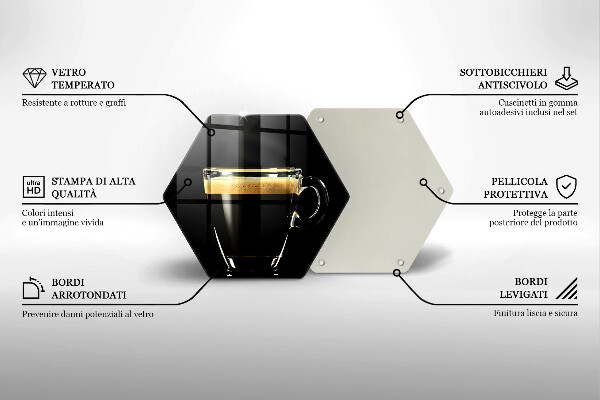 Tabla de cortar de vidrio Un vaso de café negro