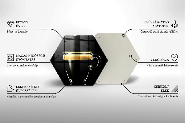 Tabla de cortar de vidrio Un vaso de café negro