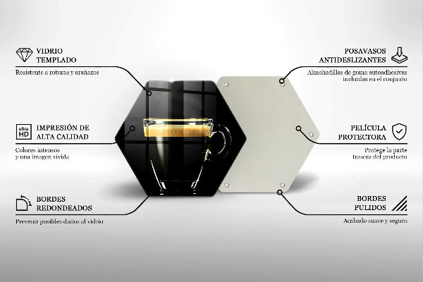 Tabla de cortar de vidrio Un vaso de café negro
