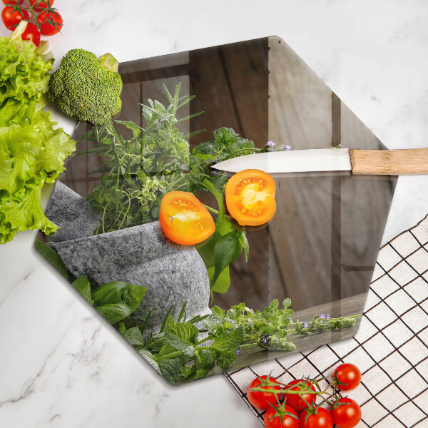 Tabla de cortar de vidrio Hierbas verdes