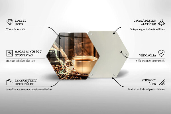 Tabla de cortar de vidrio Taza y granos de café