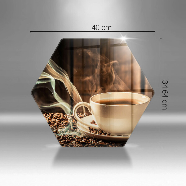 Tabla de cortar de vidrio Taza y granos de café