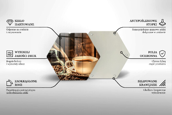 Tabla de cortar de vidrio Taza y granos de café