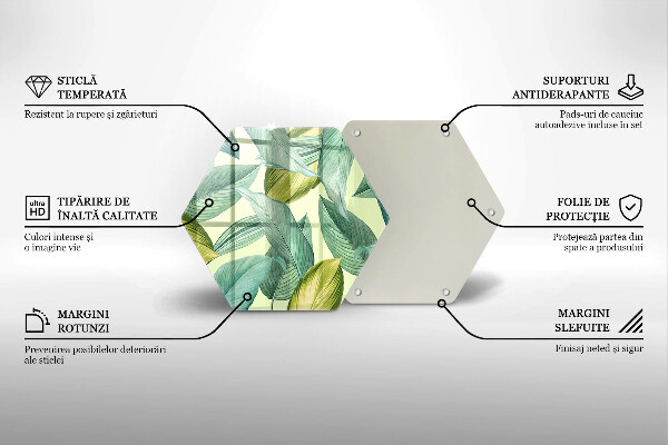 Tabla de cortar de vidrio Hojas tropicales verdes