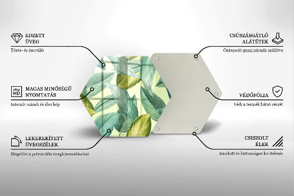 Tabla de cortar de vidrio Hojas tropicales verdes