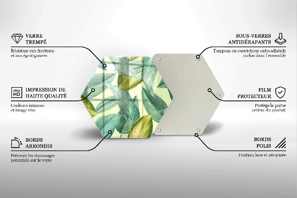 Tabla de cortar de vidrio Hojas tropicales verdes