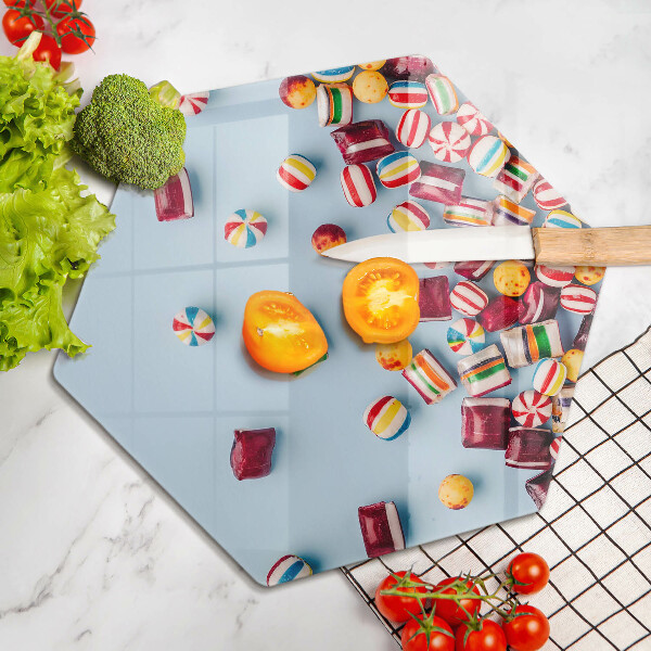 Tabla de cortar de vidrio Caramelos de colores