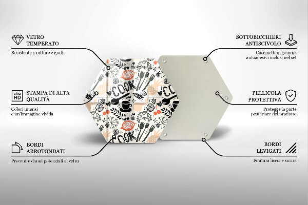 Tabla de cortar de vidrio Motivo de cocina de dibujos animados