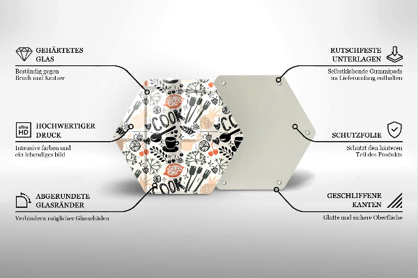 Tabla de cortar de vidrio Motivo de cocina de dibujos animados