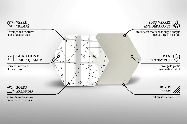 Tabla de cortar de vidrio Triángulos blancos