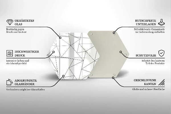 Tabla de cortar de vidrio Triángulos blancos