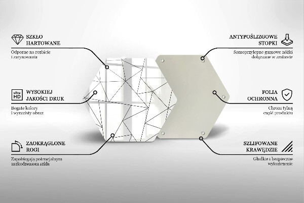 Tabla de cortar de vidrio Triángulos blancos