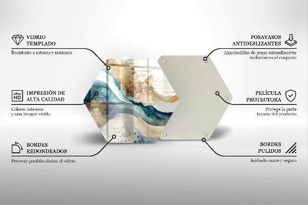 Tabla de cortar de vidrio Mármol colorido