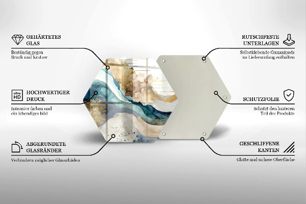 Tabla de cortar de vidrio Mármol colorido