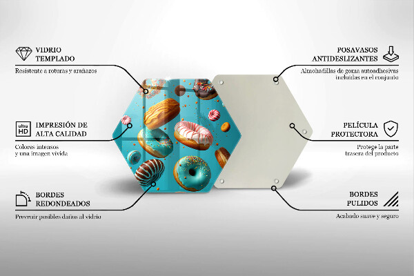 Tabla de cortar de vidrio Donas coloridas