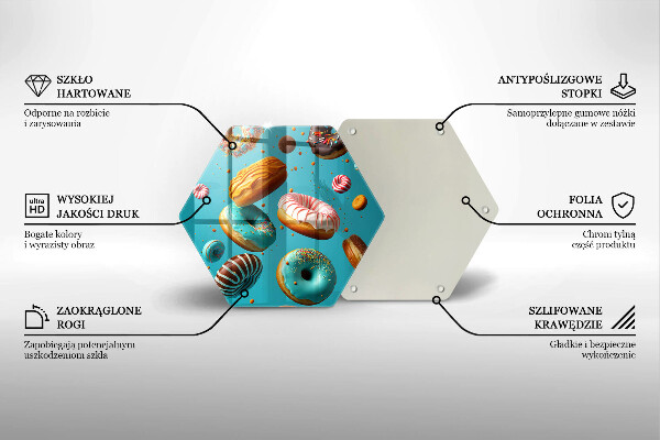 Tabla de cortar de vidrio Donas coloridas