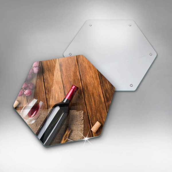 Tabla de cortar de vidrio Una botella de vino tinto