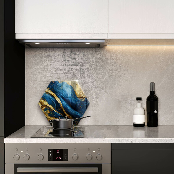 Tabla de cortar de vidrio Mármol azul y dorado