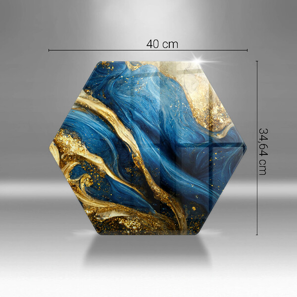 Tabla de cortar de vidrio Mármol azul y dorado