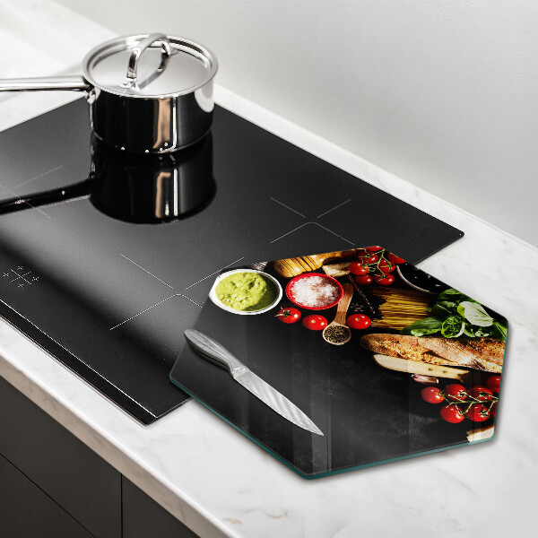 Tabla de cortar de vidrio Ingredientes y especias italianas