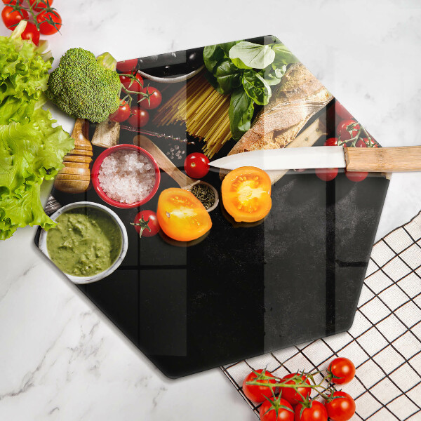 Tabla de cortar de vidrio Ingredientes y especias italianas