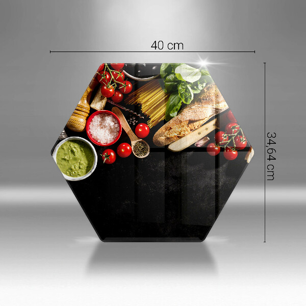 Tabla de cortar de vidrio Ingredientes y especias italianas