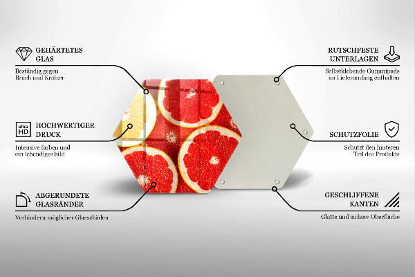 Tabla de cortar de vidrio Rodajas de pomelo