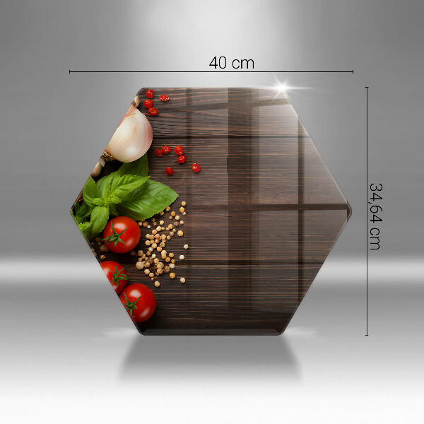 Tabla de cortar de vidrio Verduras en la mesa