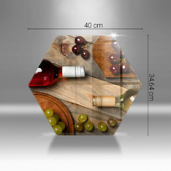 Tabla de cortar de vidrio Botellas de vino y uvas