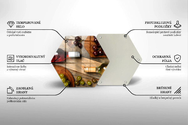 Tabla de cortar de vidrio Botellas de vino y uvas