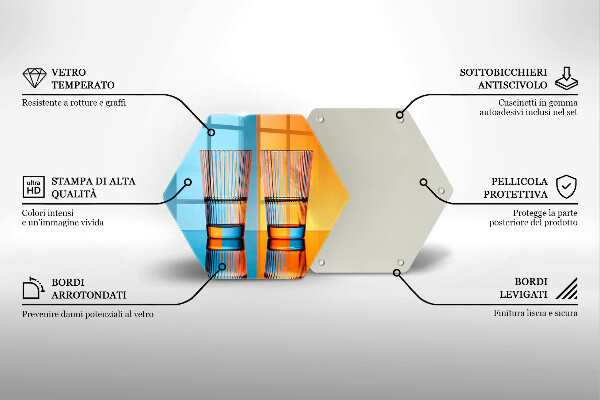 Tabla de cortar de vidrio Dos vasos de agua