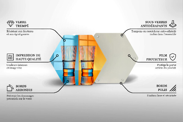 Tabla de cortar de vidrio Dos vasos de agua