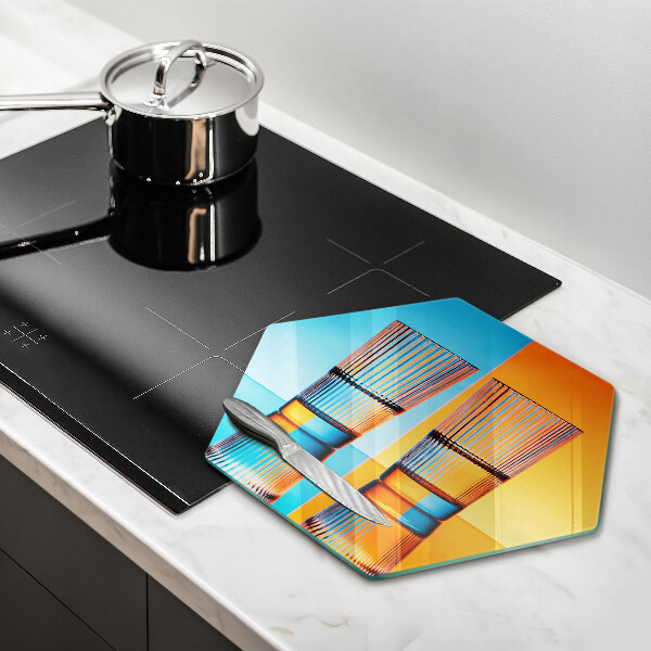 Tabla de cortar de vidrio Dos vasos de agua