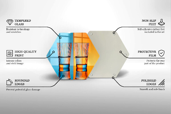 Tabla de cortar de vidrio Dos vasos de agua