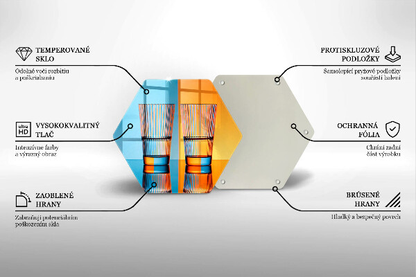 Tabla de cortar de vidrio Dos vasos de agua