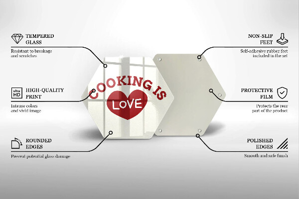 Tabla de cortar de vidrio Cooking is love