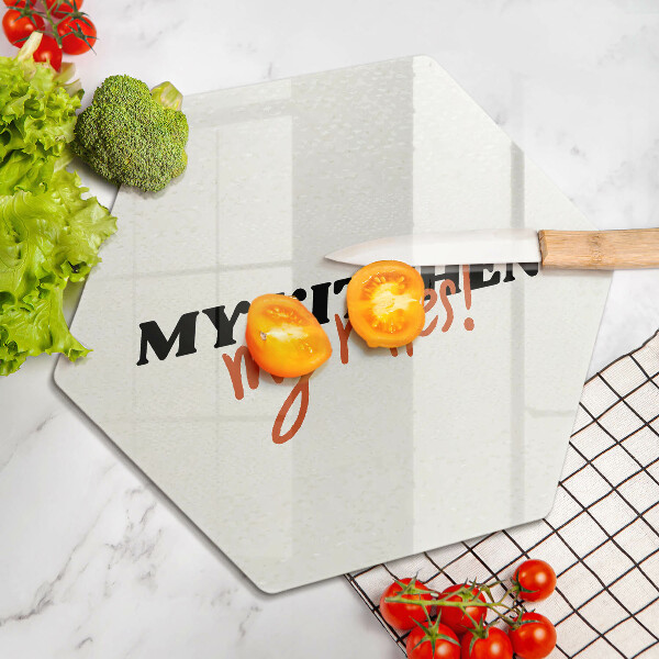 Tabla de cortar de vidrio My kitchen my rules